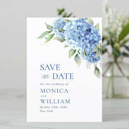 Elegant Blue Hydrangea Floral Wedding Save The Date