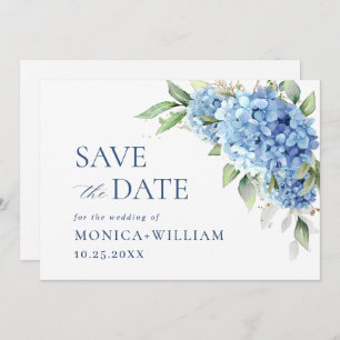 Elegant Blue Hydrangea Floral Wedding Save The Date
