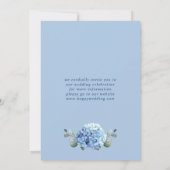 Elegant Blue Hydrangea Floral Wedding Save The Date (Rückseite)