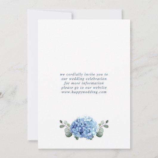 Elegant Blue Hydrangea Floral Wedding Save The Date (Rückseite)