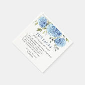Elegant Blue Hydrangea Fun Fakten Hochzeit Serviette (Ecke)