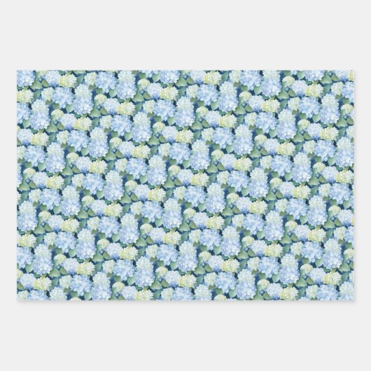 Elegant Blue Hydrangea Geschenkpapier Set (Vorderseite 3)