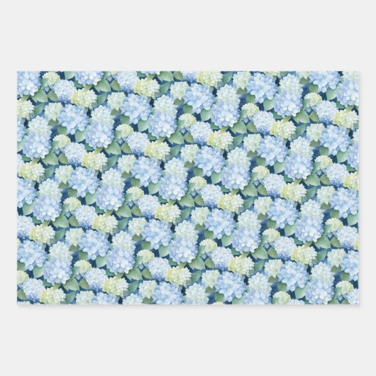 Elegant Blue Hydrangea Geschenkpapier Set (Vorderseite 2)