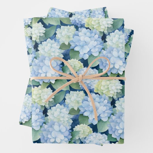 Elegant Blue Hydrangea Geschenkpapier Set (Beispiel)