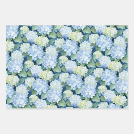 Elegant Blue Hydrangea Geschenkpapier Set