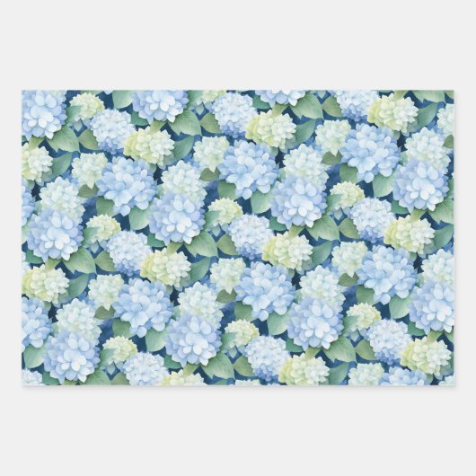 Elegant Blue Hydrangea Geschenkpapier Set (Vorderseite)
