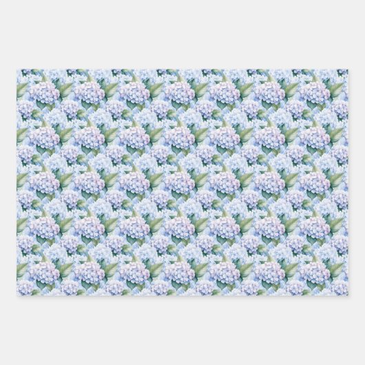 Elegant Blue Hydrangea Geschenkpapier Set (Vorderseite 3)