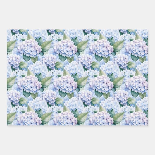 Elegant Blue Hydrangea Geschenkpapier Set (Vorderseite 2)