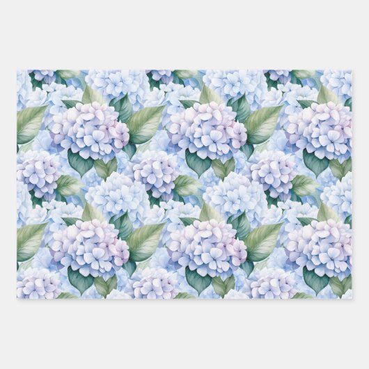 Elegant Blue Hydrangea Geschenkpapier Set (Vorderseite)