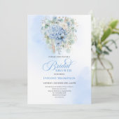 Elegant Blue Hydrangea Gold Bridal Shower Invite Einladung (Stehend Vorderseite)