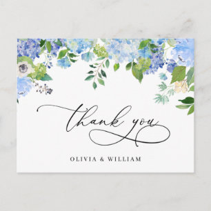 Elegant Blue Hydrangea Greenerity Wedding Vielen D Postkarte