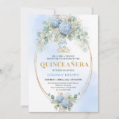 Elegant Blue Hydrangea Greenery Quince Invite Einladung (Vorderseite)
