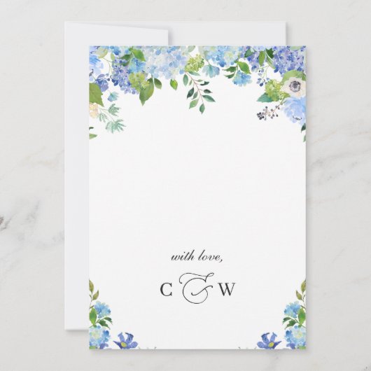 Elegant Blue Hydrangea Grüne Hochzeit Save The Date (Rückseite)
