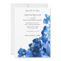 Elegant Blue Hydrangea Hochzeit Einladung