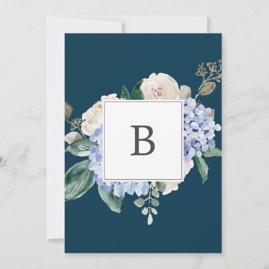 Elegant Blue Hydrangea | Hochzeit von Einladung (Rückseite)