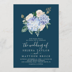 Elegant Blue Hydrangea Hochzeit von Einladung
