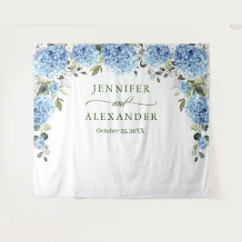 Elegant Blue Hydrangea Hochzeitsgebirge Foto Wandteppich