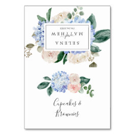 Elegant Blue Hydrangea | Lebensmitteletiketten mit Tischnummer