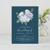 Elegant Blue Hydrangea | Marine bei einer Hochzeit Einladung (Stehend Vorderseite)