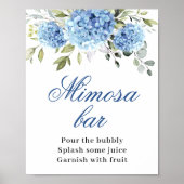 Elegant Blue Hydrangea Mimosa Bar Wedding Poster (Vorne)