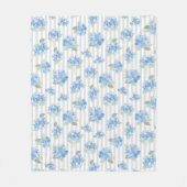 Elegant Blue Hydrangea Pattern Gray Stripe  Fleecedecke (Vorderseite)