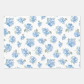 Elegant Blue Hydrangea Pattern Gray Stripe  Geschenkpapier Set (Vorderseite 2)