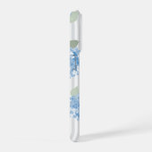 Elegant Blue Hydrangea Pattern Gray Stripe  iPhone Hülle (Rechte Seite)