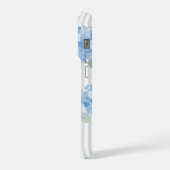 Elegant Blue Hydrangea Pattern Gray Stripe  iPhone Hülle (Linke Seite)