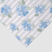 Elegant Blue Hydrangea Pattern Gray Stripe  Seidenpapier (Detail)