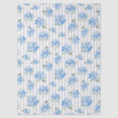 Elegant Blue Hydrangea Pattern Gray Stripe  Seidenpapier (Vorderseite)