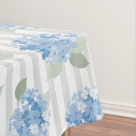 Elegant Blue Hydrangea Pattern Gray Stripe  Tischdecke