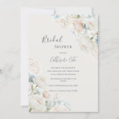 Elegant Blue Hydrangea Peonies Bridal Shower  Einladung (Vorderseite)