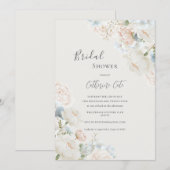 Elegant Blue Hydrangea Peonies Bridal Shower  Einladung (Vorne/Hinten)