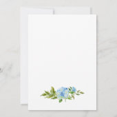 Elegant Blue Hydrangea Probe Dinner Einladung (Rückseite)