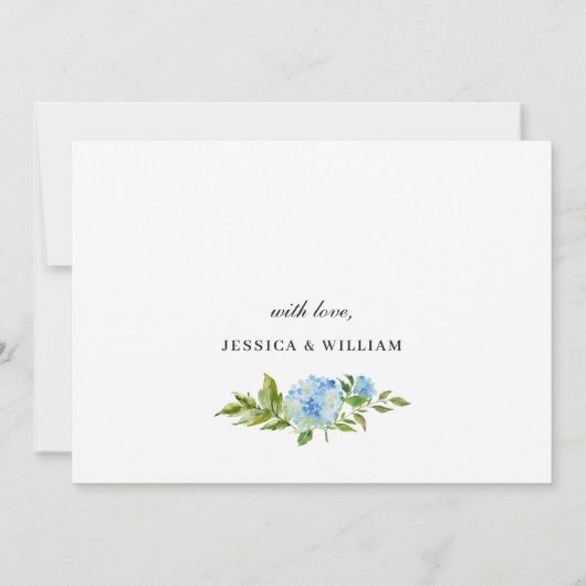 Elegant Blue Hydrangea PROBE DINNER Einladung (Rückseite)