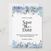 Elegant Blue Hydrangea Save The Date (Vorderseite)