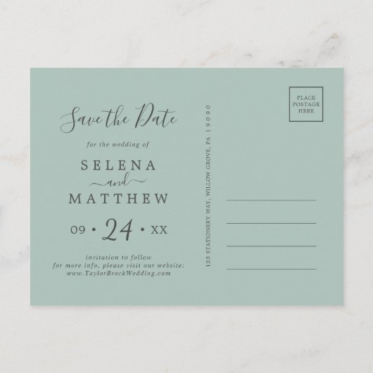 Elegant Blue Hydrangea Save the Date Postcard Einladungspostkarte (Rückseite)