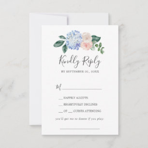 Elegant Blue Hydrangea Song Request RSVP Card Karte