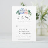 Elegant Blue Hydrangea Song Request RSVP Card Karte (Stehend Vorderseite)