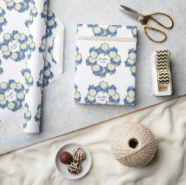 Elegant Blue Hydrangea Summer Spring Baby Dusche Geschenkpapier