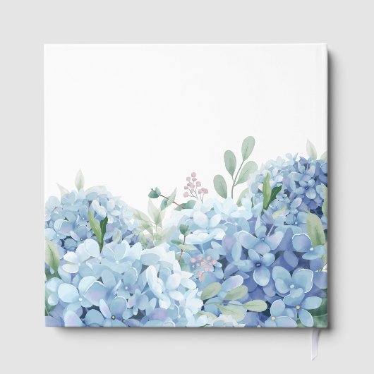 Elegant Blue Hydrangea Taufe Gästebuch (Rückseite)