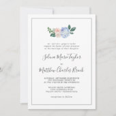 Elegant Blue Hydrangea | Traditionelle Weiße Hochz Einladung (Vorderseite)