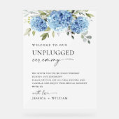Elegant Blue Hydrangea Unplugged Wedding Zeremony Acrylschild (Vorderseite)