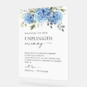 Elegant Blue Hydrangea Unplugged Wedding Zeremony Acrylschild (Winkel)