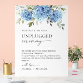 Elegant Blue Hydrangea Unplugged Wedding Zeremony Acrylschild (Hochzeit)