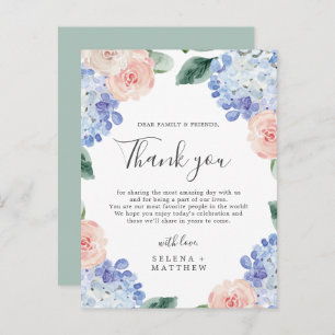 Elegant Blue Hydrangea Vielen Dank Empfang Card Postkarte