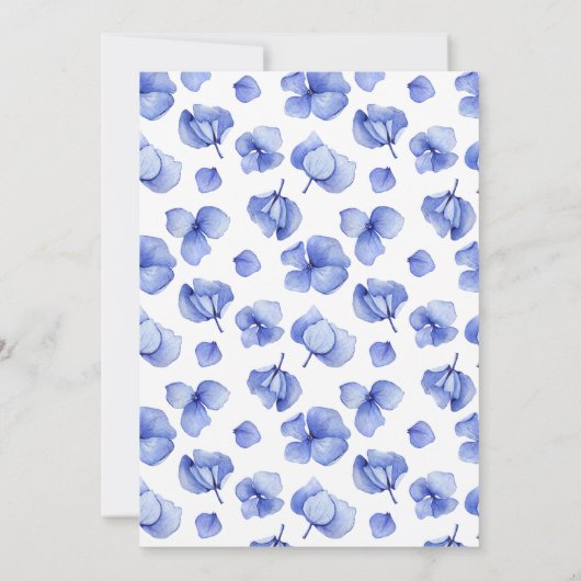 Elegant Blue Hydrangea Virtual Wedding Einladung (Rückseite)