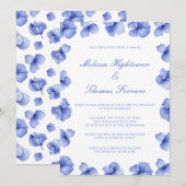 Elegant Blue Hydrangea Virtual Wedding Einladung (Vorne/Hinten)