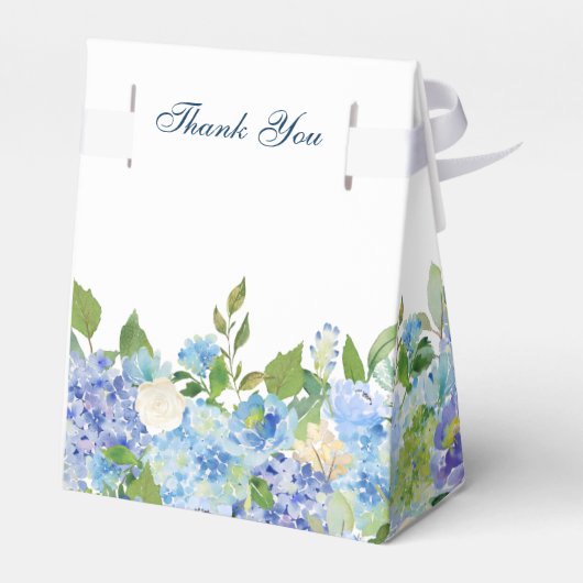 Elegant Blue Hydrangea Wasserfarbenwelt Geschenkschachtel (Rückseite)