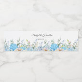 Elegant Blue Hydrangea Wasserflaschenetikett (Einzelnes Label)
